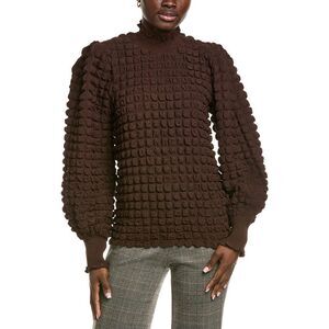 Endless Rose Womens  Textured Smocked Blouse, Brown